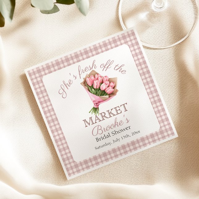Pink Fresh off the market country Bridal Shower Napkin (Creator Uploaded)