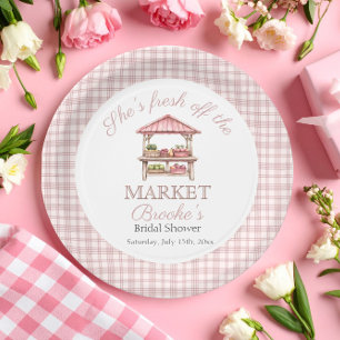 Pink Fresh off the market country Bridal Shower Paper Plate