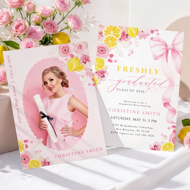 Pink Freshly Graduated Invitation (Creator Uploaded)