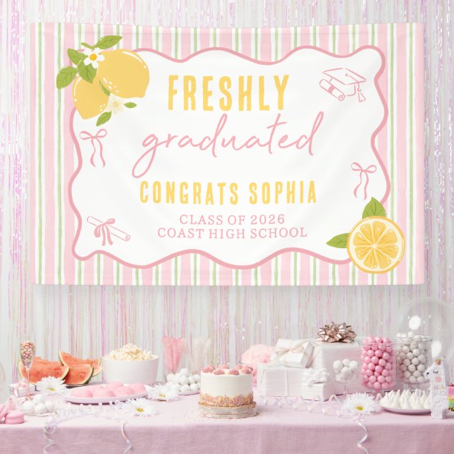 Pink Freshly Graduated Lemon Banner (Party)