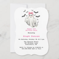 Pink Friendly Girl Ghost With Bats Birthday Party