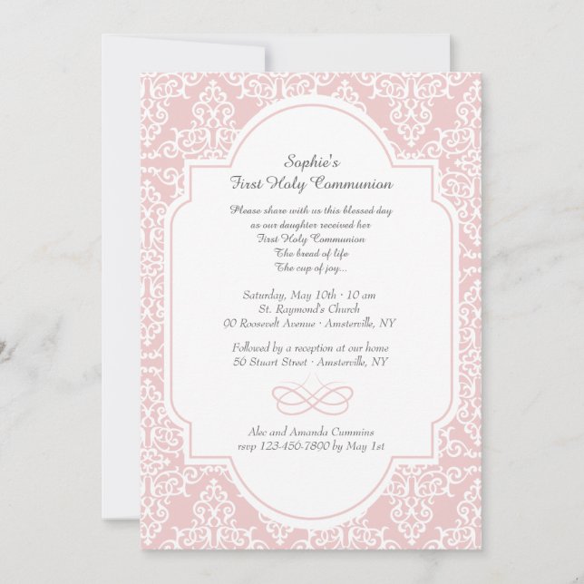 Pink Frill Religious Invitation (Front)