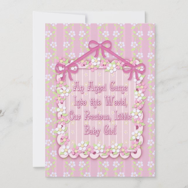 Pink Frilly Baby Girl Announcement  (Front)