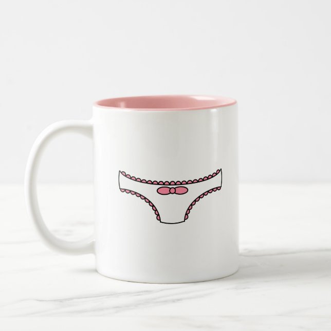 Pink Frilly Panties Two-Tone Coffee Mug (Left)