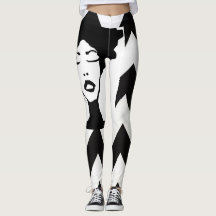 Pink Fro B&W Zig Zag Leggings