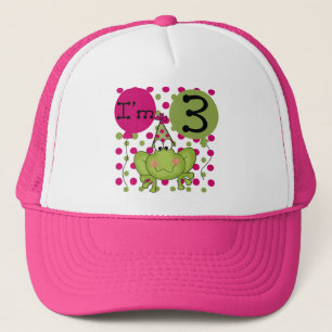 Pink Frog 3rd Birthday Tshirts and Gifts Trucker Hat