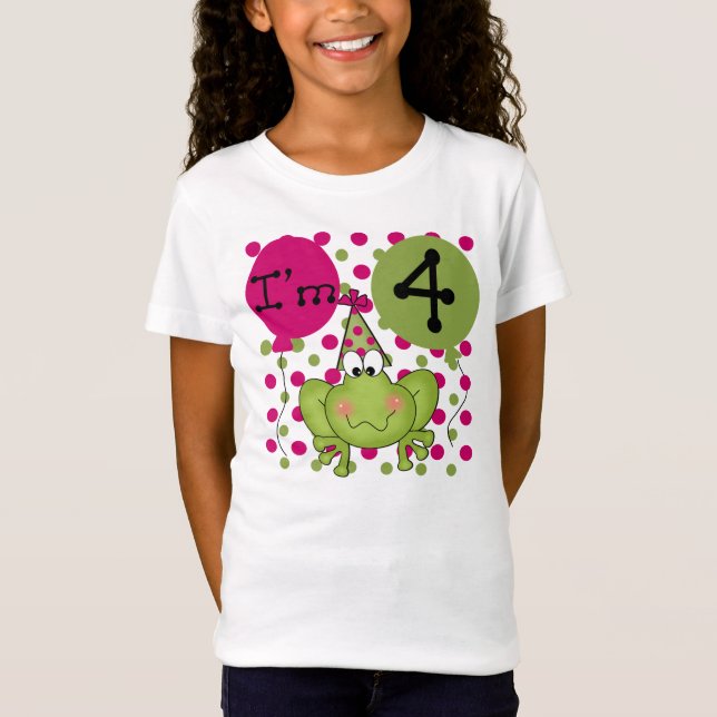 Pink Frog 4th Birthday T-Shirt (Front)