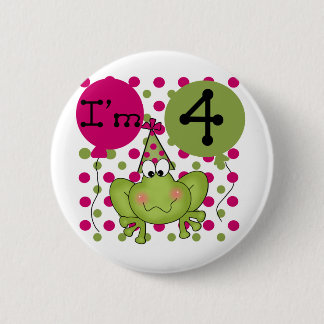 Pink Frog 4th Birthday Tshirts and Gifts 6 Cm Round Badge