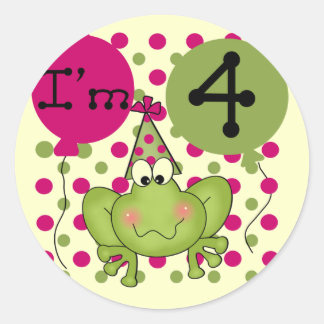 Pink Frog 4th Birthday Tshirts and Gifts Classic Round Sticker