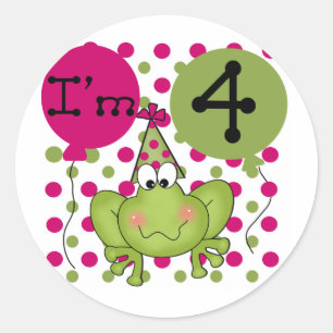 Pink Frog 4th Birthday Tshirts and Gifts Classic Round Sticker