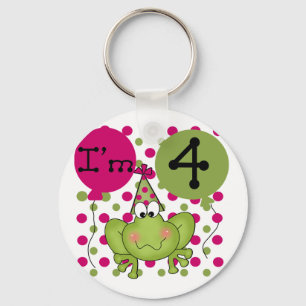 Pink Frog 4th Birthday Tshirts and Gifts Key Ring