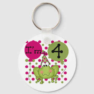 Pink Frog 4th Birthday Tshirts and Gifts Key Ring