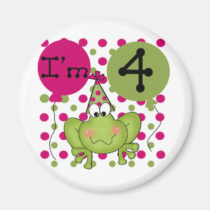 Pink Frog 4th Birthday Tshirts and Gifts Magnet