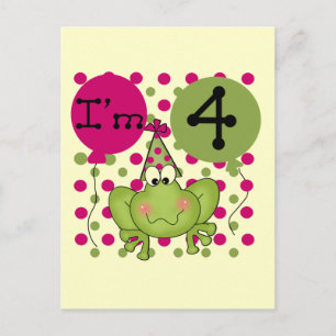 Pink Frog 4th Birthday Tshirts and Gifts Postcard
