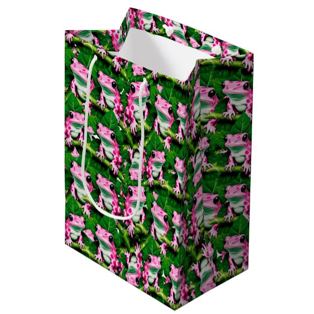 Pink Frog On Green Leaf Pattern Design  Medium Gift Bag (Creator Uploaded)