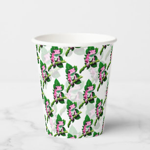Pink Frog On Green Leaf Pattern Design Paper Cups