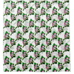 Pink Frog On Green Leaf Pattern Design Shower Curtain