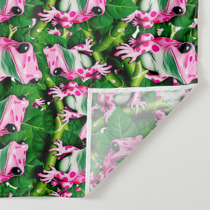 Pink Frog On Green Leaf Pattern Design Tapestry