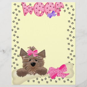 Pink From The Desk Of Woof Print Letterhead