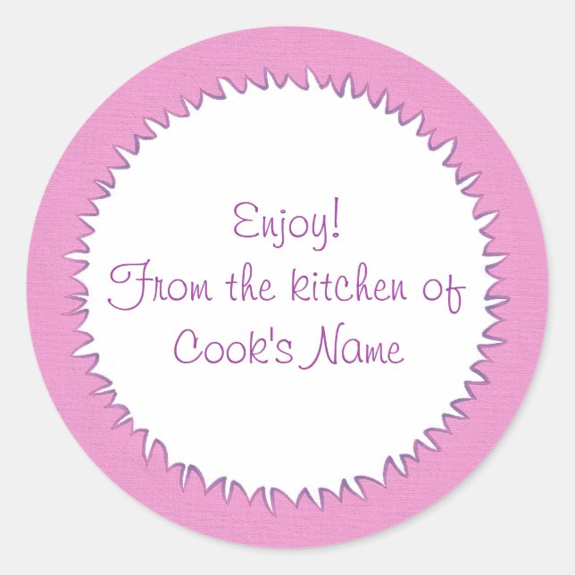 Pink From the Kitchen of Personalised Lid Stickers (Front)