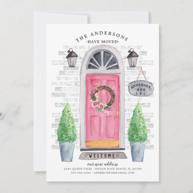 Pink Front Door Moving Announcement (Front)