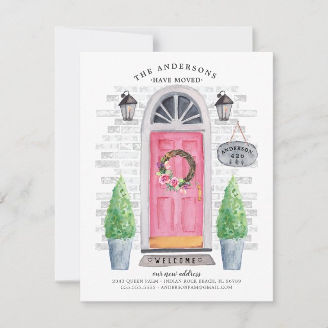Pink Front Door Moving Announcement (Front)