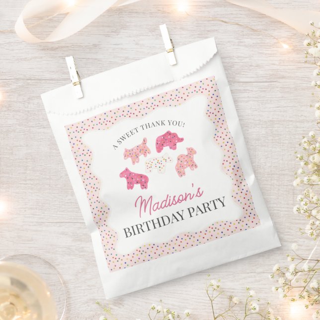 Pink Frosted Animal Cookies Birthday Party Favour Bags (Clipped)