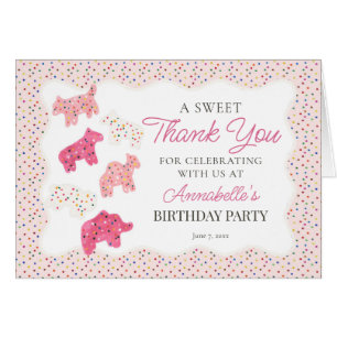 Pink Frosted Animal Cookies Thank You Card