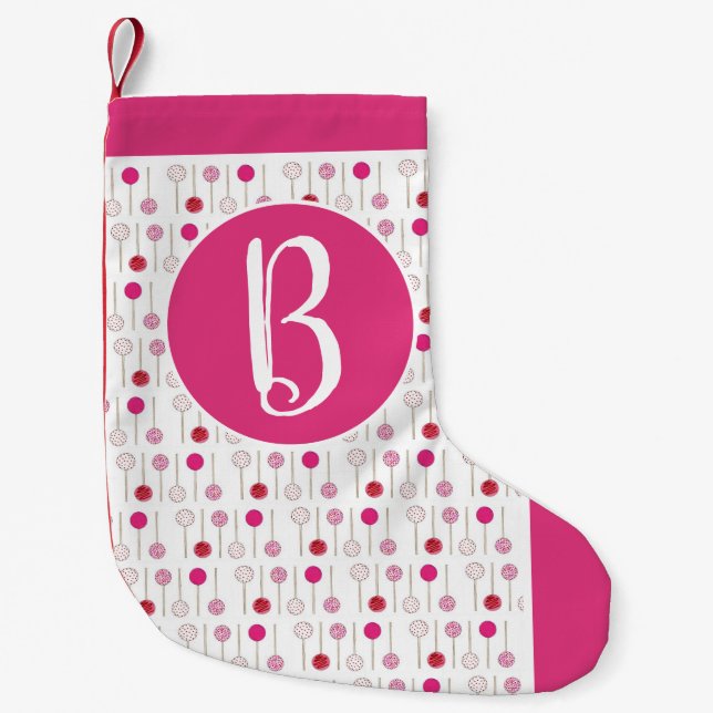 Pink Frosted Cake Pops Bakery Pastry Chef Small Christmas Stocking (Front)
