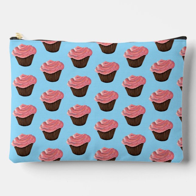 Pink Frosted Cupcake Accessory Pouch (Front)