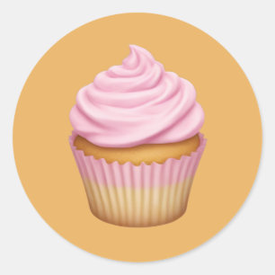 Pink Frosted Cupcake Emoji Classic Round Sticker