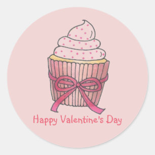 Pink Frosted Cupcake Valentine's Day Cupcakes Love Classic Round Sticker