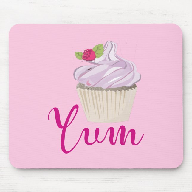 Pink Frosted Cupcake Yum! Mouse Pad (Front)