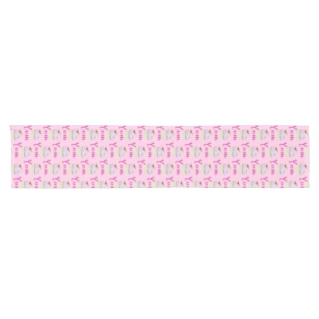 Pink Frosted Cupcake Yum! Short Table Runner (Horizontal)