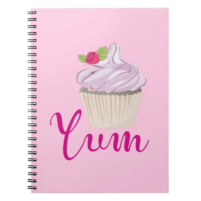 Pink Frosted Cupcake Yum! Spiral Notebook (Front)
