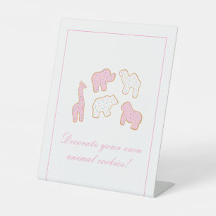 Pink Frosted decorate your own Animal Cookie Pedestal Sign