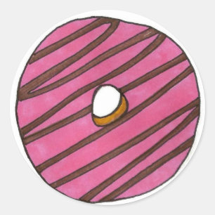 Pink Frosted Doughnut Breakfast Junk Food Doughnut Classic Round Sticker