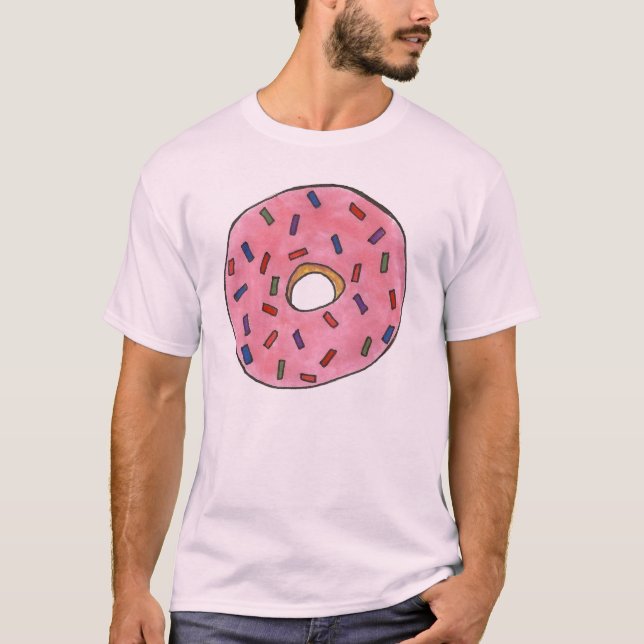 Pink Frosted Doughnut Doughnut Sprinkles Tee Shirt (Front)