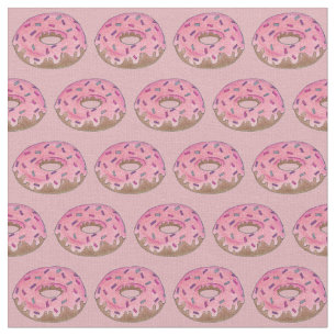 Pink Frosted Doughnut Doughnuts Sprinkles Junk Foo Fabric