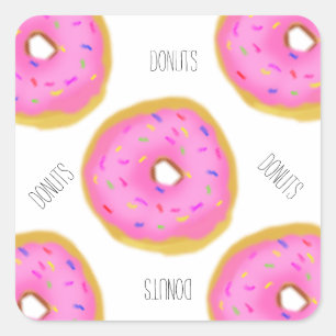 Pink Frosted Doughnuts Doughnuts Doughnuts Square Sticker