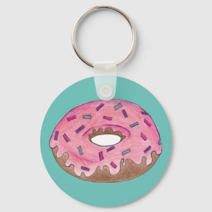 Pink Frosted Foodie Doughnut Doughnut w/ Sprinkles Key Ring