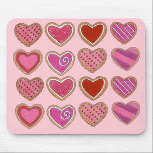 Pink Frosted Heart Cookies Love Valentine's Day Mouse Pad