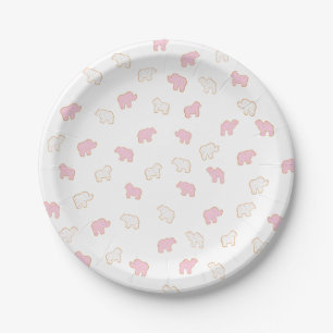 Pink Frosted sprinkle Animal Cookie party Paper Plate