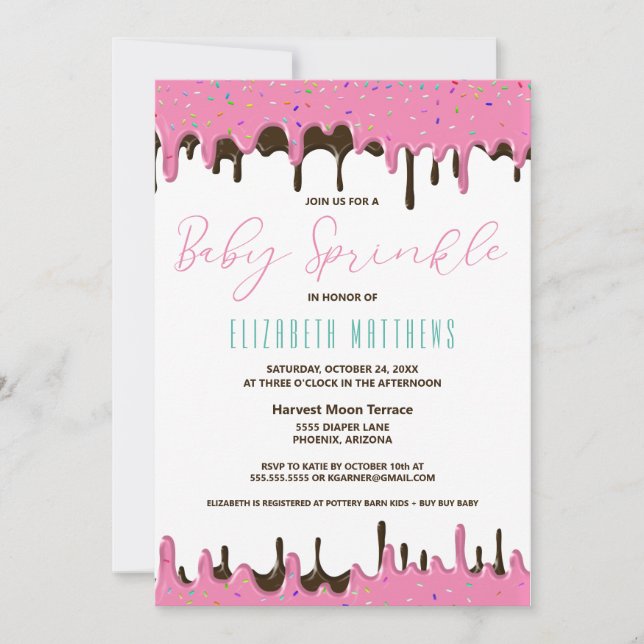 Pink Frosting Baby Sprinkle Invitation (Front)