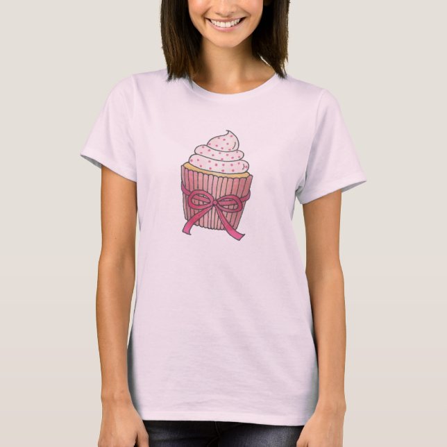 Pink Frosting Cupcake Dessert Foodie Bake Sale T-Shirt (Front)