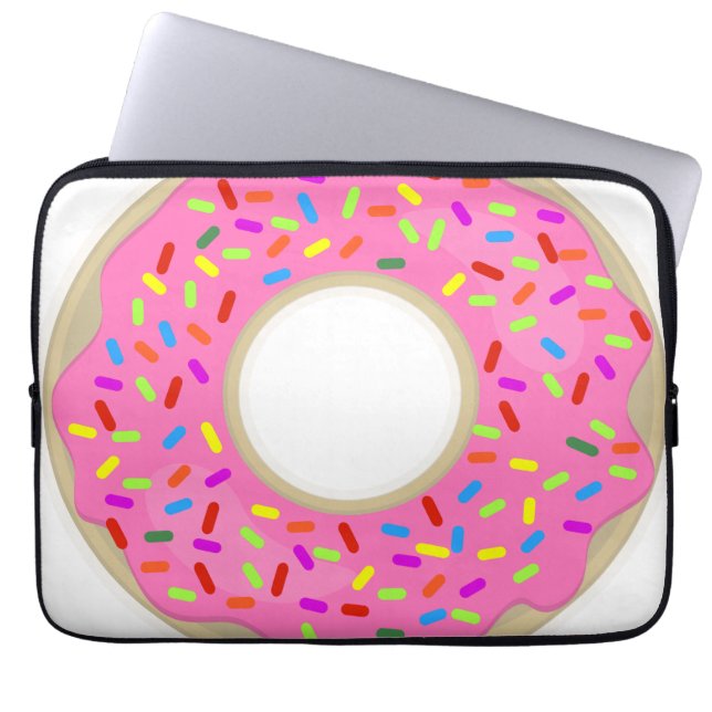 Pink Frosting Cute Doughnut Laptop Sleeve (Front)