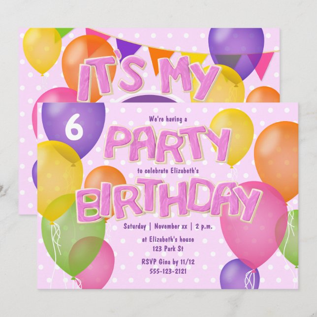 pink frosting cutout cookies girls birthday invitation (Front/Back)
