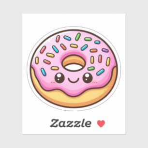 Pink Frosting Doughnut Custom-Cut Vinyl Stickers