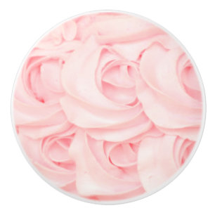 Pink frosting rose ceramic knob