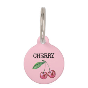 Pink Fruit Cherry Pet Tag